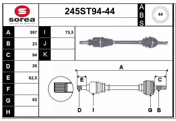 Arbre de transmission STARTCAR 245ST94-44