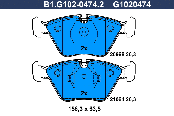 Kit de plaquettes de frein, frein à disque GALFER B1.G102-0474.2