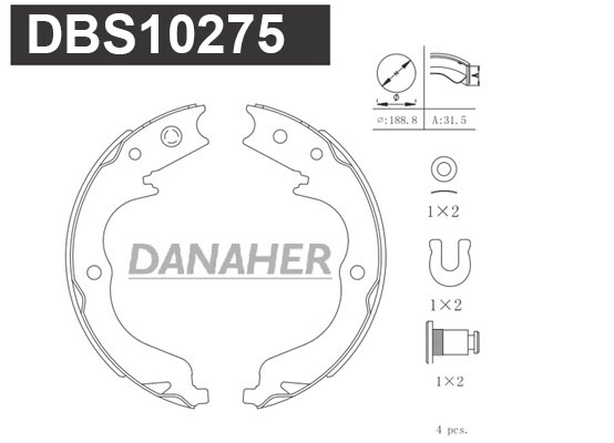 Jeu de mâchoires de frein, frein de stationnement DANAHER DBS10275
