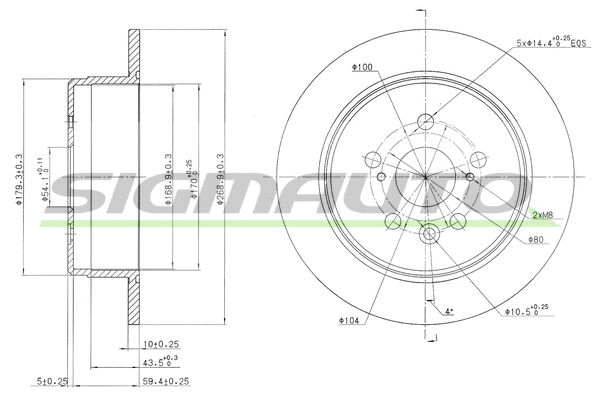 Disque de frein SIGMAUTO DBA486S