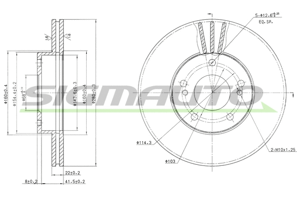 Disque de frein SIGMAUTO DBA600V