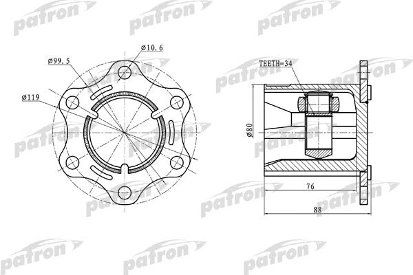 Jeu de joints, arbre de transmission PATRON PCV5004