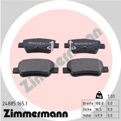 Kit de plaquettes de frein, frein à disque ZIMMERMANN 24885.165.1