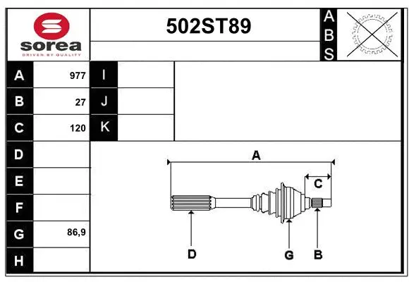 Arbre de transmission STARTCAR 502ST89