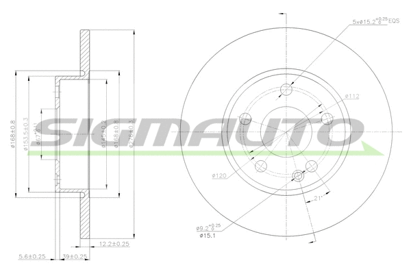 Disque de frein SIGMAUTO DBB219S