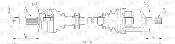 Arbre de transmission OPEN PARTS DRS6141.00