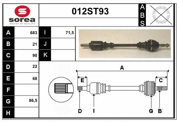 Arbre de transmission STARTCAR 012ST93