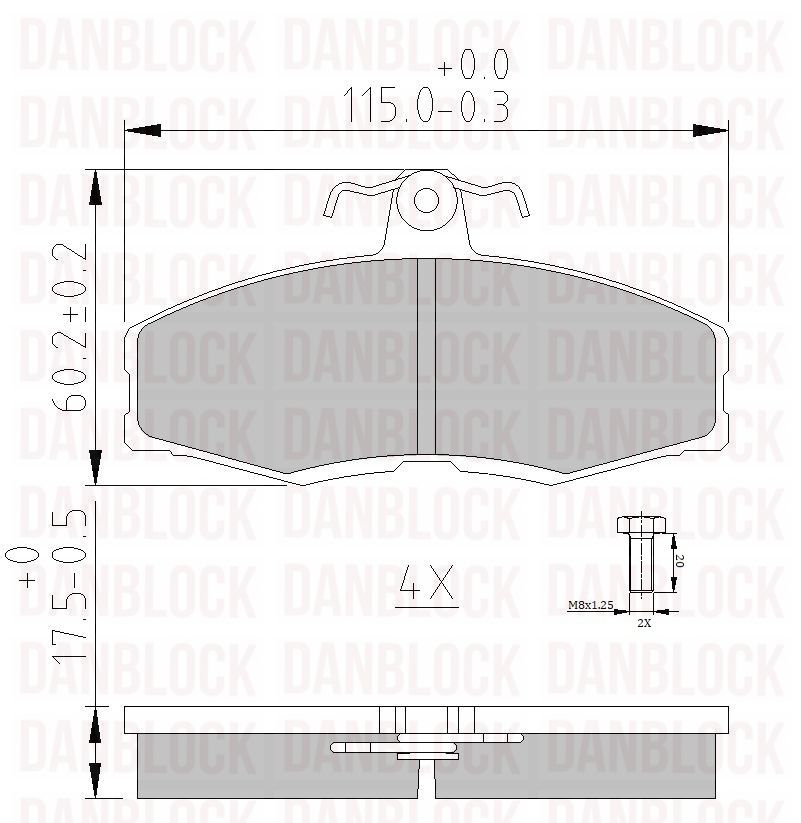 Kit de plaquettes de frein, frein à disque DANBLOCK DB 510062