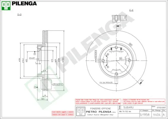 Disque de frein PILENGA V404