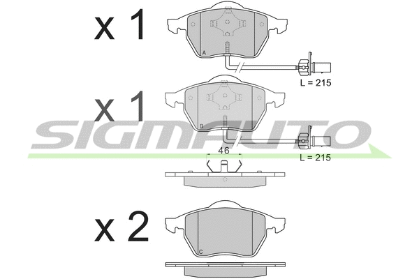 Kit de plaquettes de frein, frein à disque SIGMAUTO SPB071