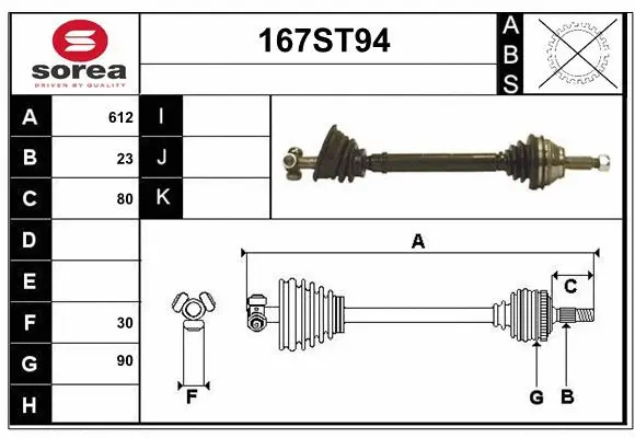Arbre de transmission STARTCAR 167ST94