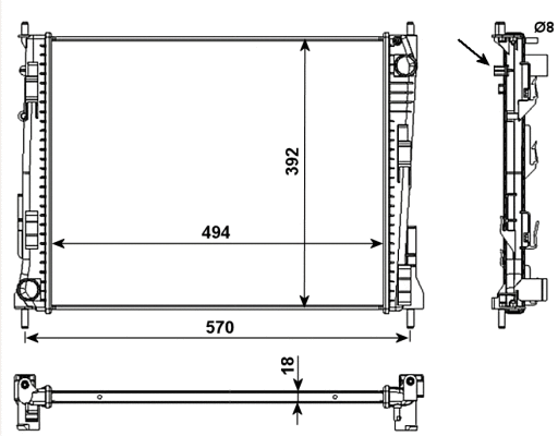 Radiateur, refroidissement du moteur NRF 53992