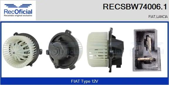 Pulseur d'air habitacle RECOFICIAL RECSBW74006.1