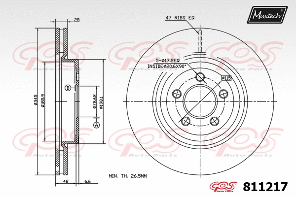 Disque de frein MAXTECH 811217