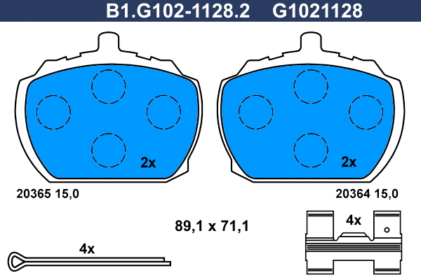 Kit de plaquettes de frein, frein à disque GALFER B1.G102-1128.2