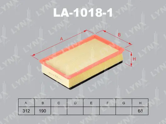 Filtre à air LYNXAUTO LA-1018-1