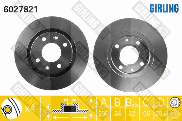 Disque de frein GIRLING 6027821