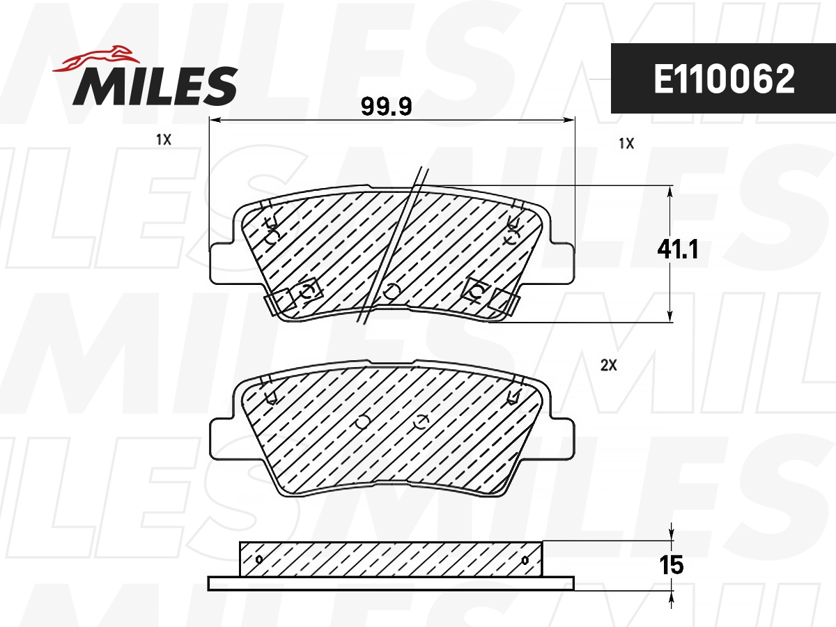 Kit de plaquettes de frein, frein à disque MILES E110062