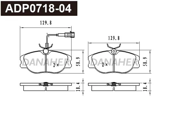 Kit de plaquettes de frein, frein à disque DANAHER ADP0718-04