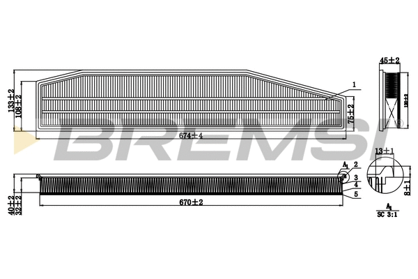 Filtre à air BREMSI FA1261