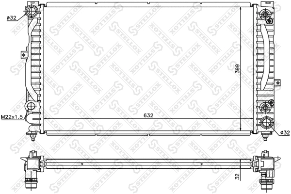 Radiateur, refroidissement du moteur STELLOX 10-25139-SX