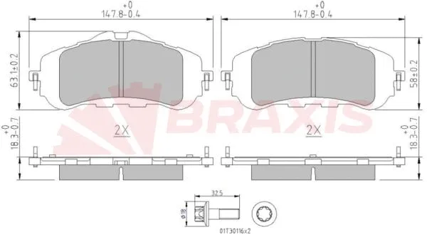 Kit de plaquettes de frein, frein à disque BRAXIS AA0623