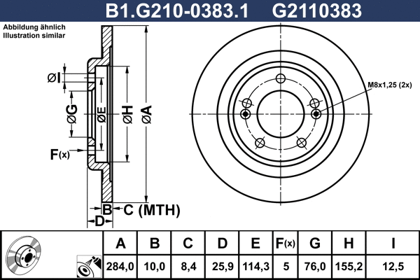 Disque de frein GALFER B1.G210-0383.1