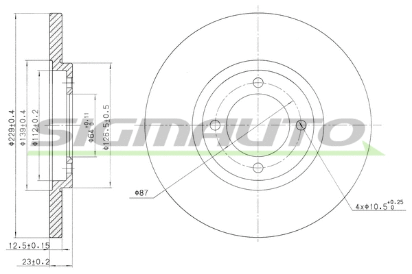 Disque de frein SIGMAUTO DBA121S