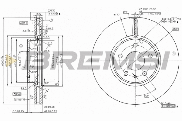 Disque de frein BREMSI CD8337V