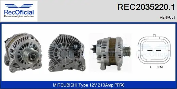 Alternateur RECOFICIAL REC2035220.1