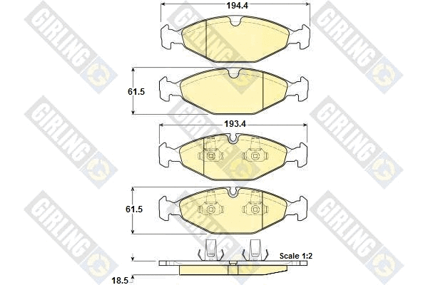 Kit de plaquettes de frein, frein à disque GIRLING 6114002