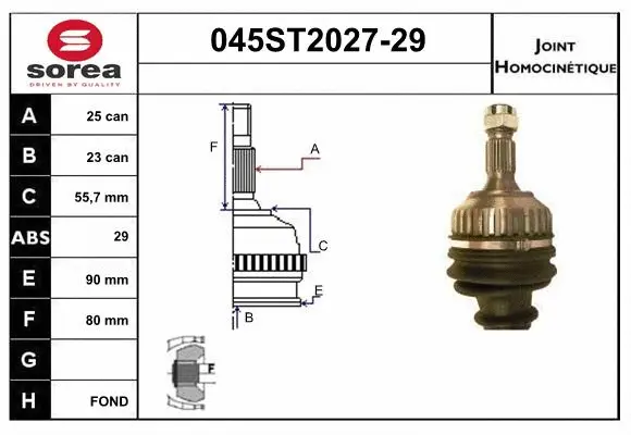Jeu de joints, arbre de transmission STARTCAR 045ST2027-29
