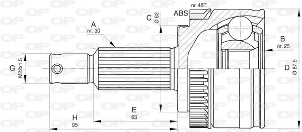 Jeu de joints, arbre de transmission OPEN PARTS CVJ5800.10