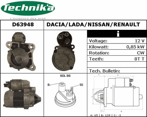 Démarreur Technika D63948