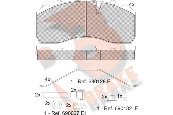Kit de plaquettes de frein, frein à disque R BRAKE RB1254-066