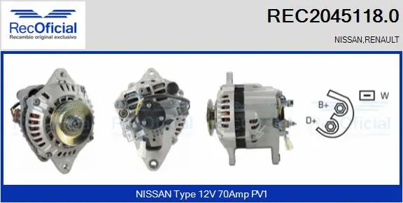 Alternateur RECOFICIAL REC2045118.0