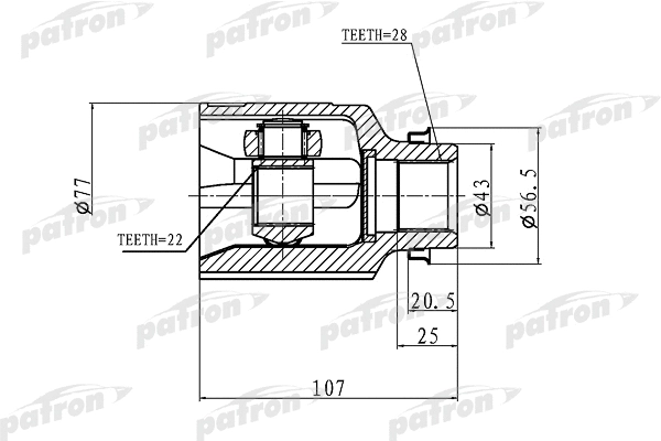 Jeu de joints, arbre de transmission PATRON PCV1172