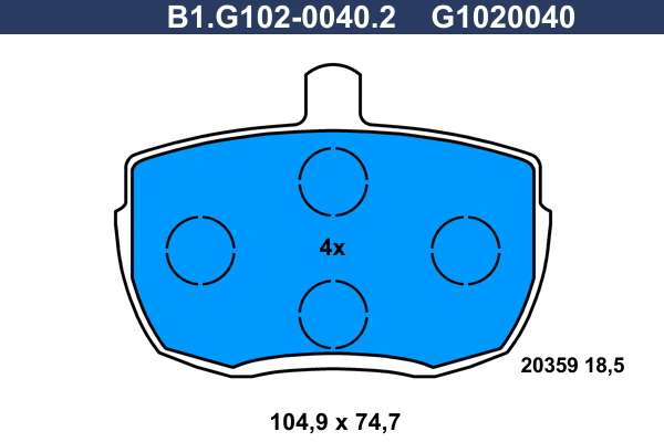 Kit de plaquettes de frein, frein à disque GALFER B1.G102-0040.2