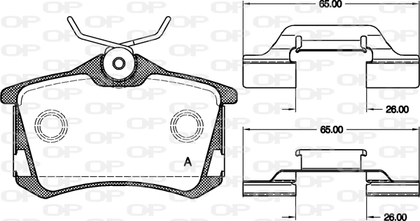 Kit de plaquettes de frein, frein à disque OPEN PARTS BPA0263.50