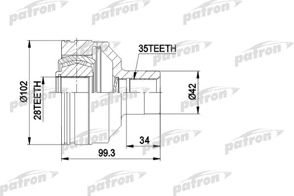 Jeu de joints, arbre de transmission PATRON PCV5013