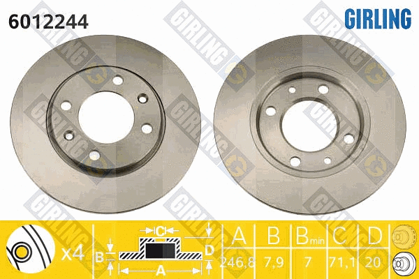 Disque de frein GIRLING 6012244