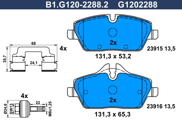 Kit de plaquettes de frein, frein à disque GALFER B1.G120-2288.2