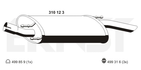 Silencieux arrière ERNST 310123