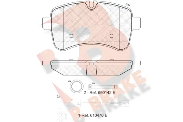 Kit de plaquettes de frein, frein à disque R BRAKE RB1837-203