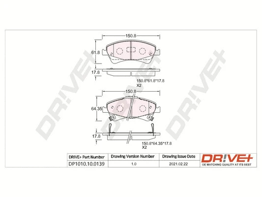 Kit de plaquettes de frein, frein à disque Dr!ve+ DP1010.10.0139