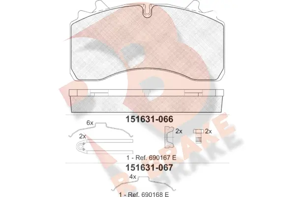 Kit de plaquettes de frein, frein à disque R BRAKE RB1631-067