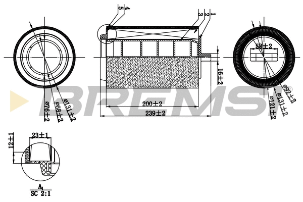 Filtre à air BREMSI FA0543