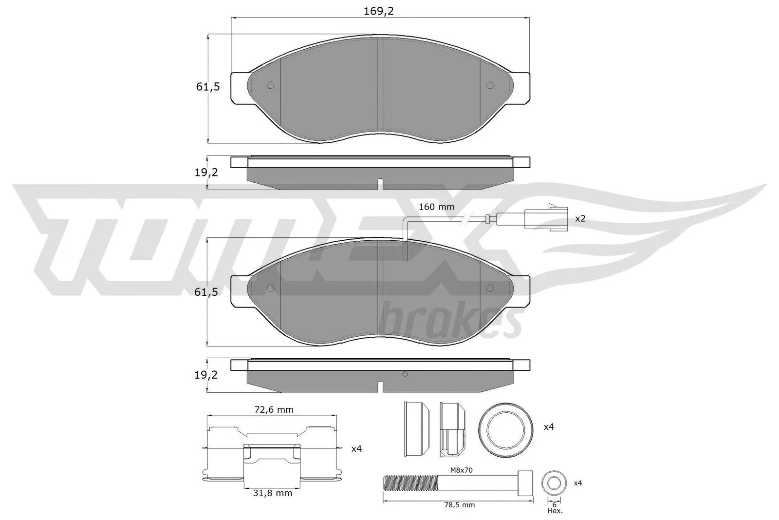 Kit de plaquettes de frein, frein à disque TOMEX Brakes TX 14-391