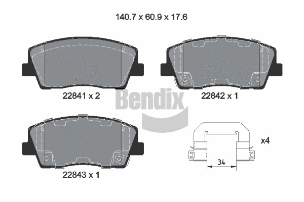 Kit de plaquettes de frein, frein à disque BENDIX Braking BPD2459