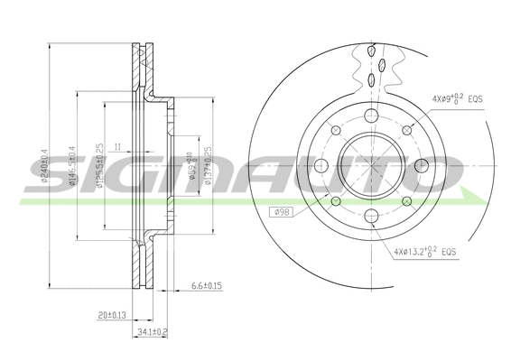 Disque de frein SIGMAUTO DBB179V